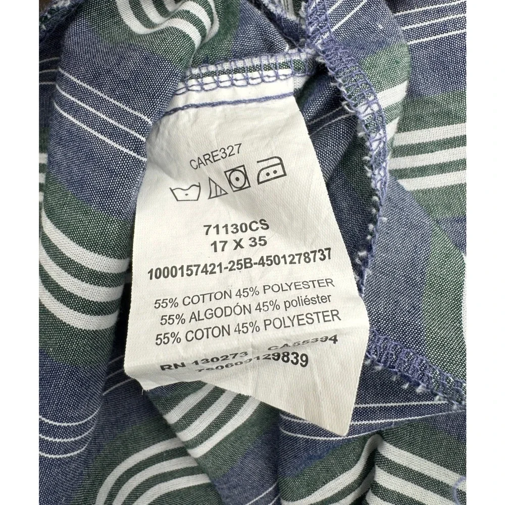 Wrangler Pearl Snap Western Shirt Mens XL 17x35 Striped Blue/Green Long Sleeve